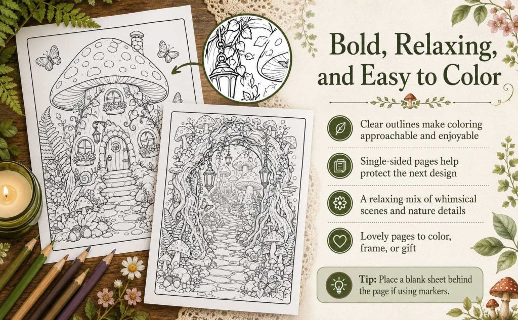 Among the Mushrooms coloring book by sally morris