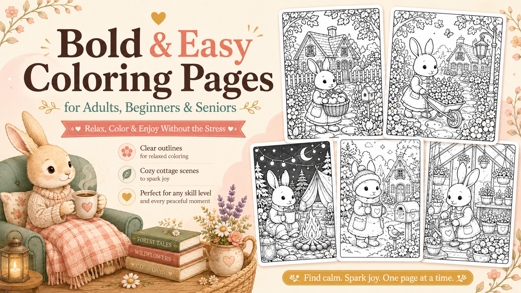Bold and Easy Coloring Pages for Adults, Beginners, and Seniors