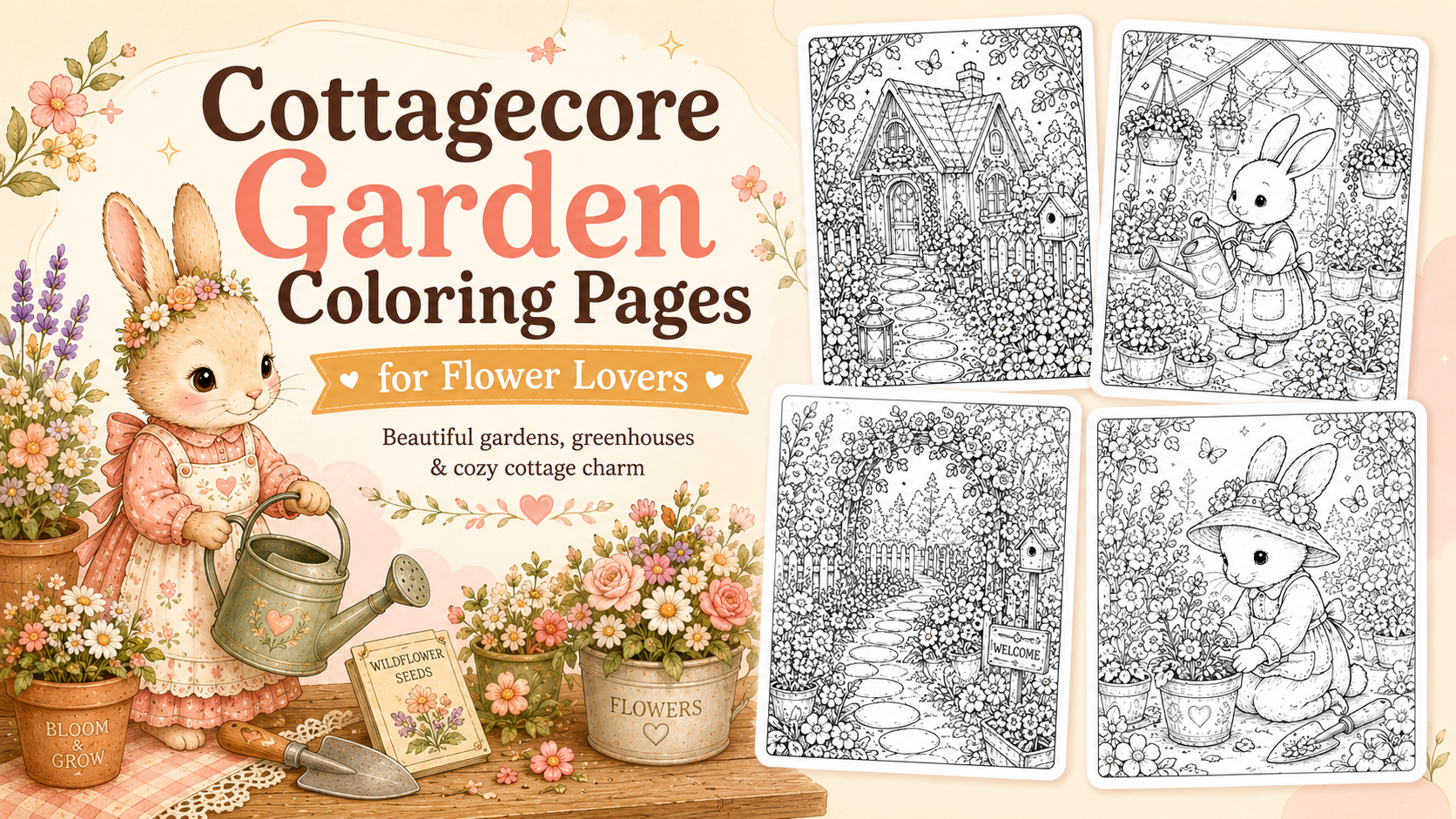 Cottagecore Garden Coloring Pages for Flower Lovers
