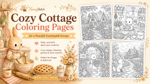 Cozy Cottage Coloring Pages for a Peaceful Countryside Escape