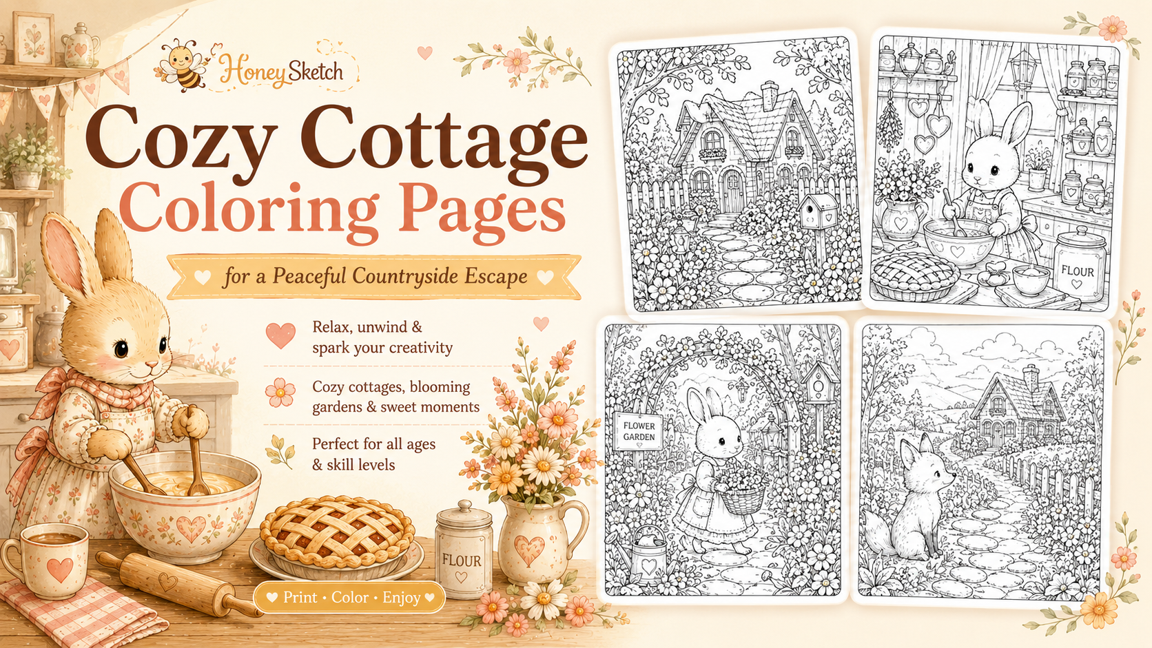 Cozy Cottage Coloring Pages for a Peaceful Countryside Escape