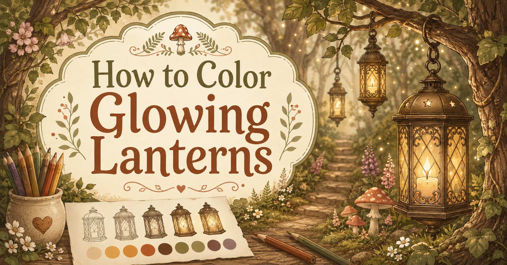 How to Color Glowing Lanterns in Enchanted Forest Pages