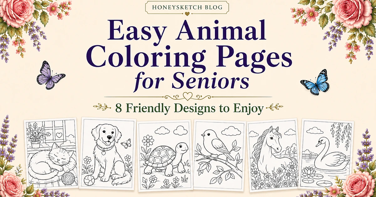 Easy Animal Coloring Pages for Seniors With Big, Bold Outlines