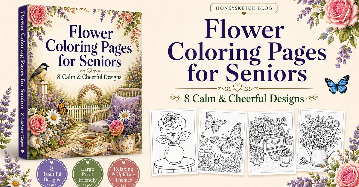 Beautiful Flower Coloring Pages for Seniors With Easy, Bold Outlines